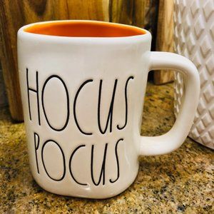 Rae Dunn Halloween Hocus Pocus mug with orange interior